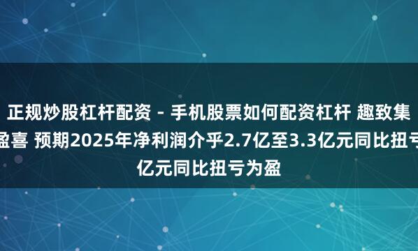 正规炒股杠杆配资 - 手机股票如何配资杠杆 趣致集团发盈喜 预期2025年净利润介乎2.7亿至3.3亿元同比扭亏为盈