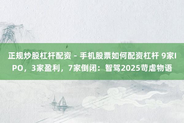 正规炒股杠杆配资 - 手机股票如何配资杠杆 9家IPO，3家盈利，7家倒闭：智驾2025苛虐物语