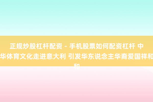 正规炒股杠杆配资 - 手机股票如何配资杠杆 中华体育文化走进意大利 引发华东说念主华裔爱国祥和